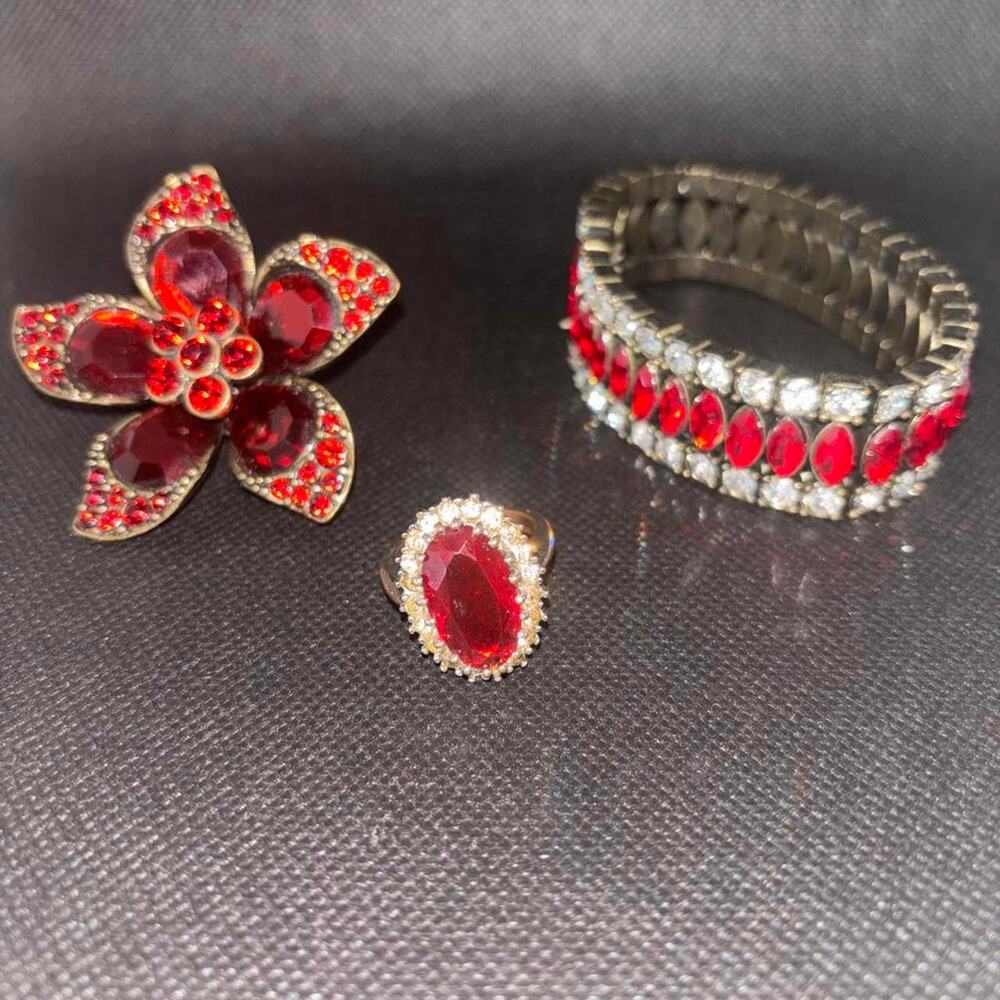 Vintage red silver jewelry